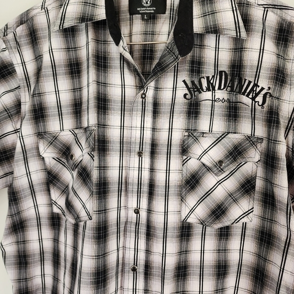 Jack Daniel's Embroidered Logo Short Sleeve Snap Button Western Shirt Size Large - Picture 7 of 14